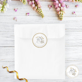 Pegatina Redonda Elegante Pelo Rosa Abstracto Que Florece Con Graci