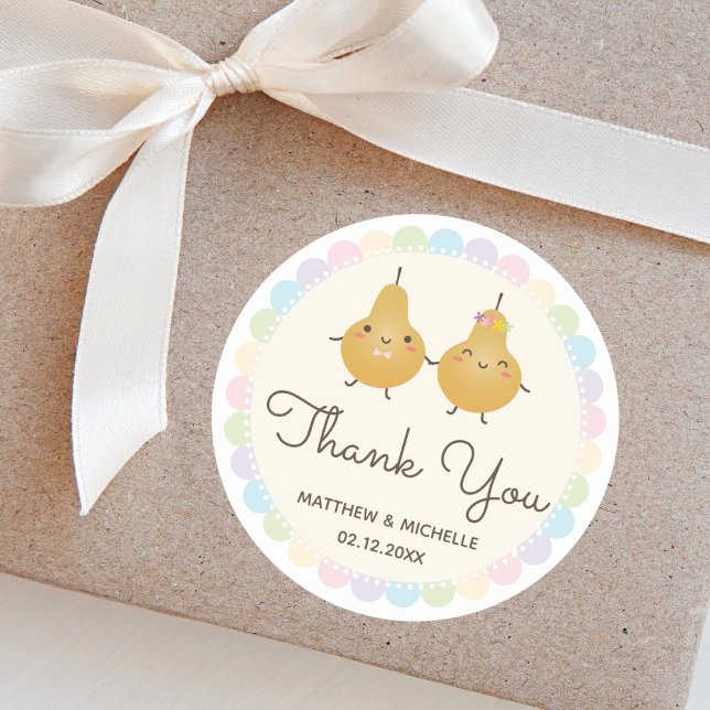 Pegatina Redonda Elegante Perfect Pear Whimsical Boda Gracias (Subido por el creador)