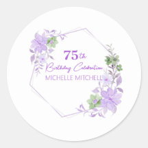 Elegante Personalizado 75º cumpleaños Lavender Flo