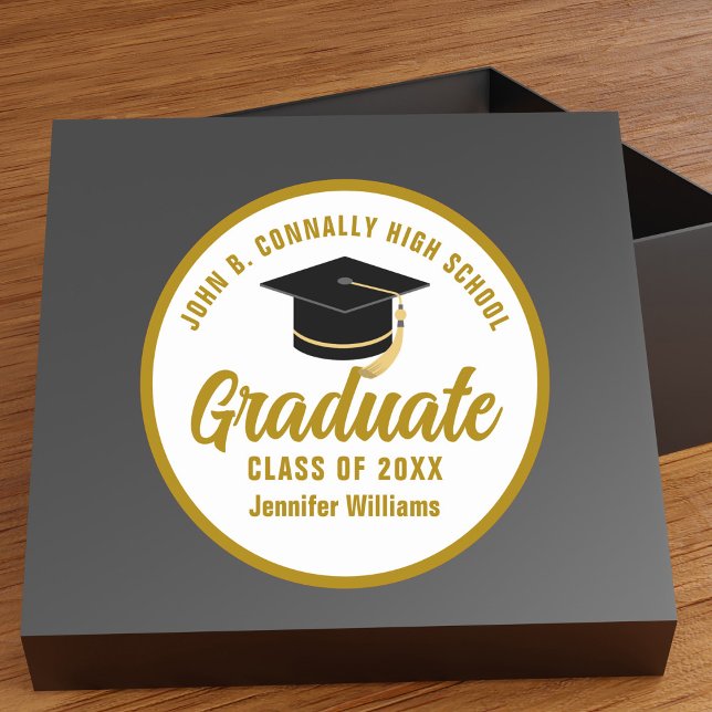 Pegatina Redonda Elegante Personalizado de graduación de oro 2025 (Subido por el creador)