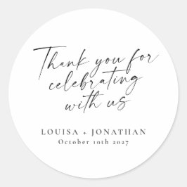 Pegatina Redonda Elegante Personalizado de guiones de moda en blanc