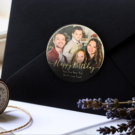 Pegatina Redonda Elegante Personalizado Feliz Cumpleaños Añade tu p