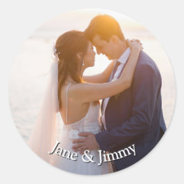 Pegatina Redonda Elegante Personalizado Invitación a la boda redond