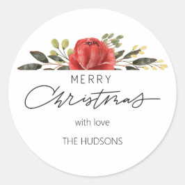 Pegatina Redonda Elegante Personalizado Semi Floral Merry Regalo de