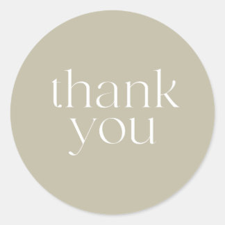 Pegatina Redonda Elegante Piedra redonda Beige Gracias, Sello, Pega