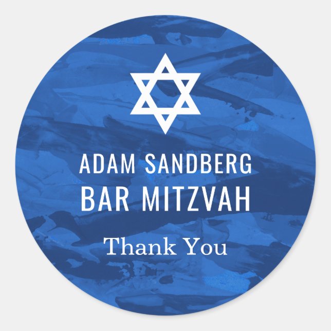 Pegatina Redonda Elegante pincel estropajo y estrella de David Pega (Anverso)