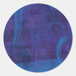 Pegatina Redonda Elegante pintura moderna azul y violeta