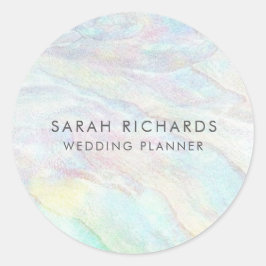 Pegatina Redonda Elegante Planificador de Bodas Opal Simple