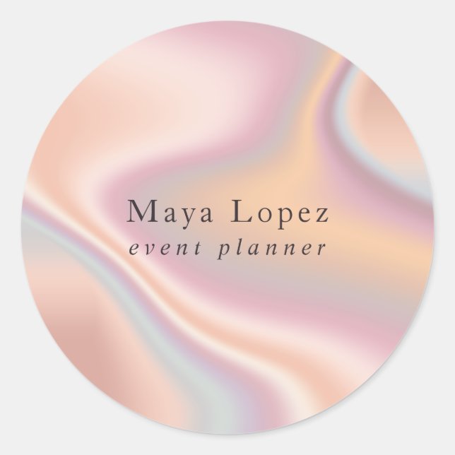 Pegatina Redonda Elegante planificador de eventos holográficos de o (Anverso)