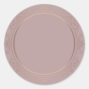 Pegatina Redonda Elegante plantilla en blanco de oro rosa Tendencia