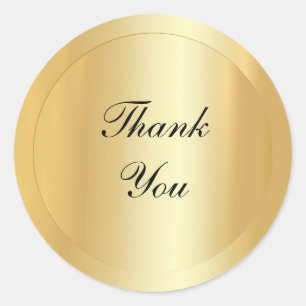 Pegatina Redonda Elegante Plantilla Faux Gold Modern Gracias Texto