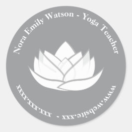 Pegatina Redonda Elegante plantilla Gray Lotus Flor