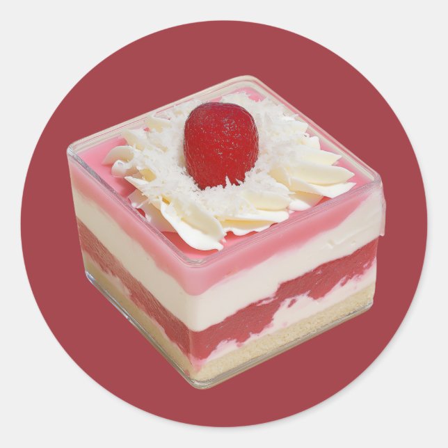 Pegatina Redonda Elegante postre de mousse de fresa (Anverso)