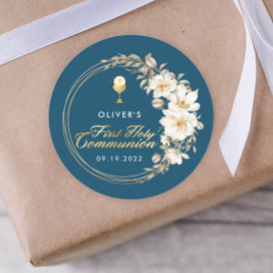 Pegatina Redonda Elegante Primera Comunión Santa