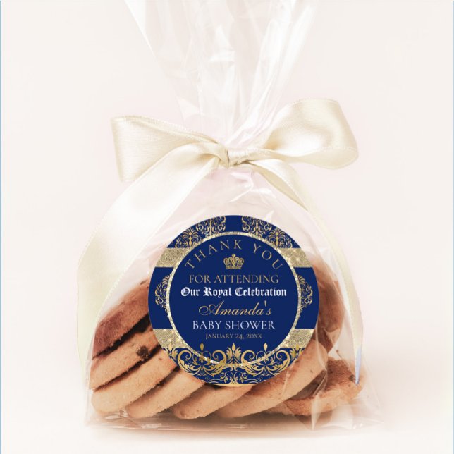 Pegatina Redonda Elegante príncipe real Baby Shower (Subido por el creador)