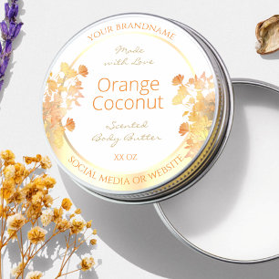 Pegatina Redonda Elegante producto floral blanco Etiquetas de embal