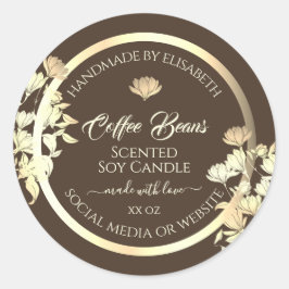 Pegatina Redonda Elegante Producto Floral Etiquetas de embalaje Gol