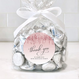 Pegatina Redonda Elegante Purpurina 50° fiesta de cumpleaños gracia