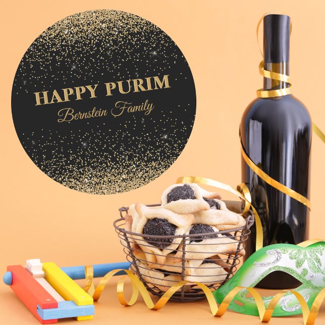 Pegatina Redonda Elegante Purpurina de oro Personalizar Hebreo Feli (Subido por el creador)