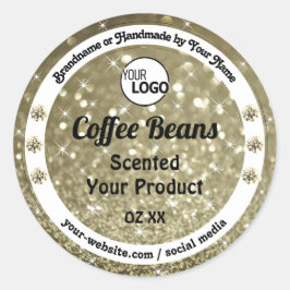 Pegatina Redonda Elegante Purpurina marrón de etiquetas de producto