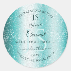 Pegatina Redonda Elegante Purpurina suave Verde azulado Etiquetas d