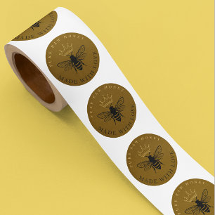 Pegatina Redonda Elegante Reina Abeja Miel de la granja Apiarista