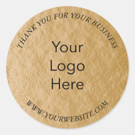 Pegatina Redonda Elegante Relieve metalizado dorado Faux Gracias Pe