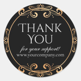 Pegatina Redonda Elegante Relieve metalizado dorado Swirls Luxury B