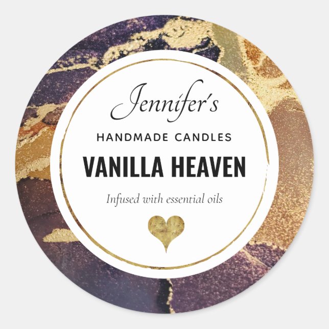 Pegatina Redonda Elegante Resumen Agate Alcohol Ink Business (Anverso)