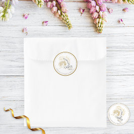 Pegatina Redonda Elegante Rosa Abstracto Superando Con Gracia