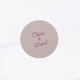 Pegatina Redonda Elegante Rosa Boda