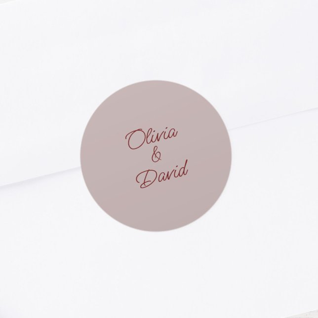 Pegatina Redonda Elegante Rosa Boda (Subido por el creador)