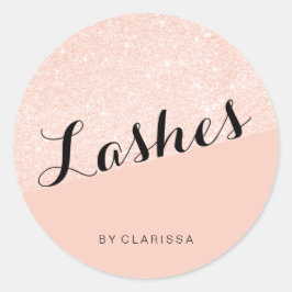 Pegatina Redonda Elegante rosa moderno purpurina de oro lustre azot