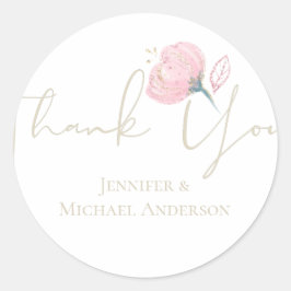 Pegatina Redonda Elegante Rosa Oro Moderno Boda Sparkle