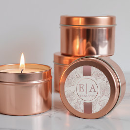 Pegatina Redonda Elegante Rosa Polvo Orquídea Boda Monograma