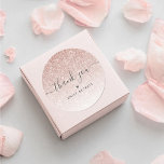 Pegatina Redonda Elegante Rosa Purpurina de Oro Gracias<br><div class="desc">Estos pegatinas,  que presentan un falso purpurina de oro rosa y un elegante texto de escritura,  son la manera perfecta de agradecerte. Ideal para duchas de novias,  cumpleaños o tu pequeña empresa,  edita fácilmente el texto del personalizable usando la "personalización de esta plantilla".</div>