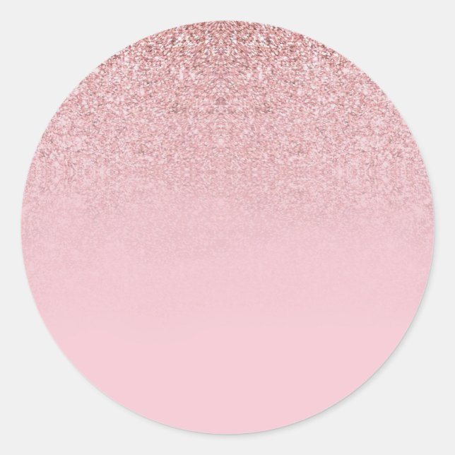 Pegatina Redonda Elegante Rose Gold Glitter Blank Plantilla Añadir  (Anverso)