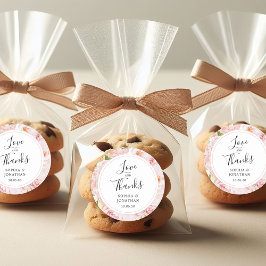 Pegatina Redonda Elegante Roses Rosa Favor De Boda Gracias