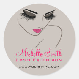 Pegatina Redonda Elegante salón de belleza con extensión de ceniza