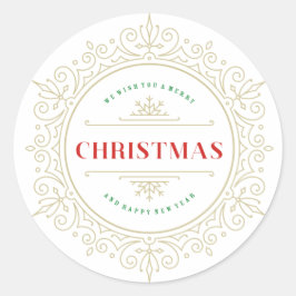 Pegatina Redonda Elegante saludo de feriado Ornate