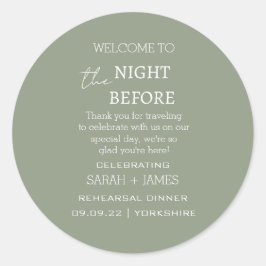 Pegatina Redonda Elegante salva la noche antes del Boda gracias