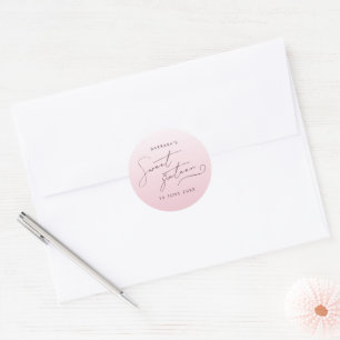 Pegatina Redonda Elegante Script de Dieciséis Cumpleaños con Efecto
