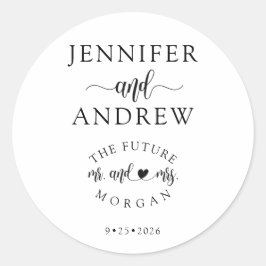 Pegatina Redonda Elegante Script Simple Wedding Favor