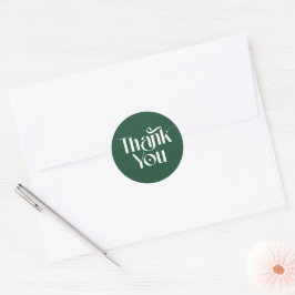 Pegatina Redonda Elegante Serif Decorativo Deep Pine Gracias