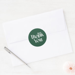 Pegatina Redonda Elegante Serif Decorativo Deep Pine Gracias