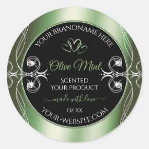 Pegatina Redonda Elegante Shimmery Green Product Labels Jewels
