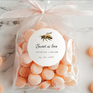 Pegatina Redonda Elegante significó el favor de la boda de abejas