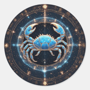 Pegatina Redonda Elegante signo zodiacal de Cáncer, astrología clás