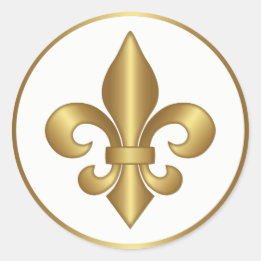 Pegatina Redonda Elegante símbolo francés de fleur de lis en oro