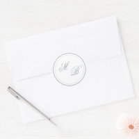 Elegante Simple Monograma de Círculo Azul Polvorie